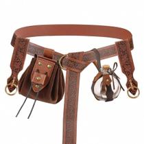 Conjunto De Acessórios Para Fantasia Medieval De Halloween: Bolsa De Cintura Com Folhas Marrons, Conjunto De Acessórios Para Fantasia Medieval De Halloween: Bolsa De Cintura Com Folhas Marrons,