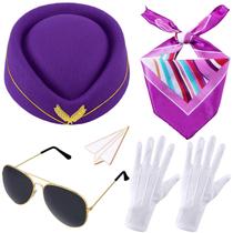 Conjunto de acessórios para fantasias de comissário de bordo Bencailor Purple Conjunto de acessórios para fantasias de comissário de bordo Bencailor Purple