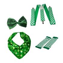 Conjunto de acessórios para fantasias FELTECHELECTR St Patricks Day Green Conjunto de acessórios para fantasias FELTECHELECTR St Patricks Day Green