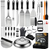 Conjunto de acessórios para grelhar Grilljoy 46PC com alça de plástico Conjunto de acessórios para grelhar Grilljoy 46PC com alça de plástico