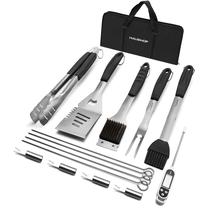 Conjunto de acessórios para grelhar HAUSHOF BBQ em aço inoxidável 15PC Conjunto de acessórios para grelhar HAUSHOF BBQ em aço inoxidável 15PC