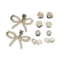 Conjunto De Acessórios Para Sapatos Com Laços De Pérolas DIY, Decorações Destacáveis De Flores De
