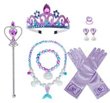 Conjunto de acessórios Princess Mermaid Yosbabe Gloves Tiara Wand