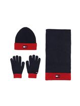 Conjunto de acessórios Tommy Hilfiger, gorro, cachecol e luva azul