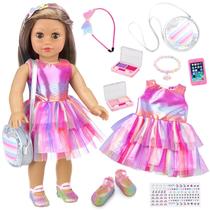 Conjunto de acessórios ZITA ELEMENT American Doll de 18 polegadas com vestido