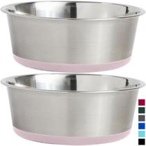 Conjunto de aço inoxidável Dog Bowl Gorilla Grip de 2.500 mL Lt Pink