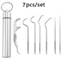 Conjunto de aço inoxidável toothpick conjunto ferramentas limpeza oral portátil dente fio dental