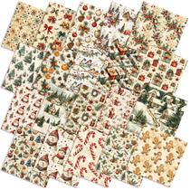 Conjunto de acolchoados de Natal vintage de tecido FuWeave, 60 peças, 25x25 cm