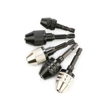 Conjunto de adaptadores de perfuração hexagonal para haste redonda, 5 peças de aço carbono Conjunto de adaptadores de perfuração hexagonal para haste redonda, 5 peças de aço carbono