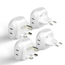 Conjunto de adaptadores de viagem Ceptics Europe Type C, G, pacote com 4