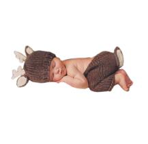 Conjunto de adereços fotográficos Pinbo Newborn Crochet Tricoted Deer
