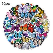 Conjunto de adesivos, 50 peças, decoração de mala multicolorida com borboletas para geladeira