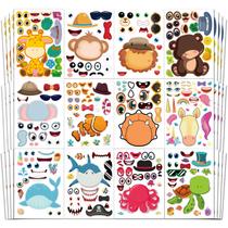 Conjunto de adesivos Aowplc Make-a-Face Animal para crianças com 48 folhas Conjunto de adesivos Aowplc Make-a-Face Animal para crianças com 48 folhas