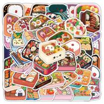 Conjunto de adesivos Cute Sushi, 54 unidades de vinil impermeável para álbum de recortes Conjunto de adesivos Cute Sushi, 54 unidades de vinil impermeável para álbum de recortes