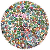 Conjunto de adesivos de 100 peças de suculentas e cactos para álbum de recortes e diário Conjunto de adesivos de 100 peças de suculentas e cactos para álbum de recortes e diário