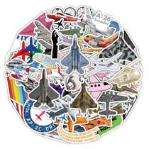 Conjunto de adesivos de avião, 50 unidades para bagagem, laptop e carro Conjunto de adesivos de avião, 50 unidades para bagagem, laptop e carro