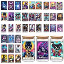 Conjunto de adesivos de caveira de Halloween DNCHGOYA, 12 folhas, 24x11 cm Conjunto de adesivos de caveira de Halloween DNCHGOYA, 12 folhas, 24x11 cm
