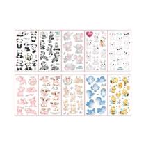 Conjunto De Adesivos De Tatuagem Temporários De 10 Peças Com Desenhos Animados De Animais,