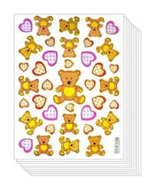Conjunto de adesivos de ursinho de pelúcia com coração decorativo para crianças