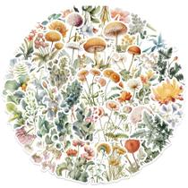 Conjunto de adesivos em aquarela, flor, 50 peças, decalques de vinil à prova d'água