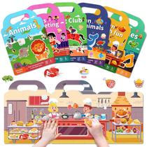 Conjunto de adesivos Lerifer reutilizável, 6 livros para crianças de 1 a 3 anos