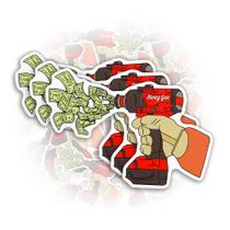 Conjunto de adesivos PKAOLER Money Gun Hard Hat de vinil 3 polegadas e 3 peças