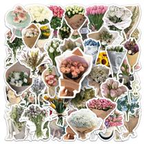 Conjunto de adesivos Vintage Flower Bouquet, 50 peças à prova d'água