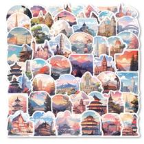 Conjunto de adesivos World Landmark and Scenic Travel, 50 unidades Conjunto de adesivos World Landmark and Scenic Travel, 50 unidades