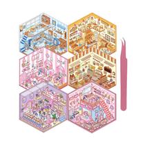 Conjunto de adesivos Xuoent DIY 3D Scene 6 Sets para meninas e adultos