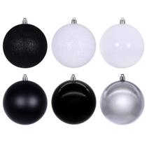 Conjunto de Adornos Vickerman de 4" en Negro, Blanco y Plata, 18 piezas