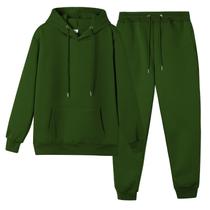 Conjunto de agasalho CHAIRAY, moletom e calça de moletom verde militar