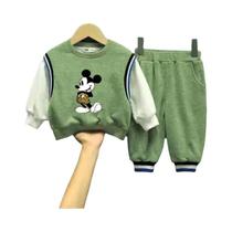 Conjunto De Agasalho De Outono Da Disney Para Meninos, Estampa Fofa Do Mickey, Moletom De Manga