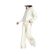 Conjunto de Agasalho Feminino de Malha - Suéter de Gola Alta e Calças Retas para Outono/Inverno