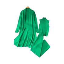 Conjunto de Agasalho Feminino em Malha - 3 Peças Confortáveis com Cardigan Longo e Gola Alta