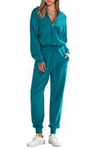 Conjunto de Agasalho PRETTYGARDEN Pequeno Azul Pavão com Blusão Conjunto de Agasalho PRETTYGARDEN Pequeno Azul Pavão com Blusão