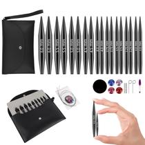 Conjunto de Agulhas Circulares Curtas Intercambiáveis, Agulhas Curtas de 2 Polegadas para Meias com Estojo 3.0~6.0mm (9 Pares)