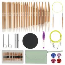 Conjunto de Agulhas Circulares de Tricô, 13 Pares de Agulhas Circulares de Alumínio Intercambiáveis, Inclui 4 Cabos, Acessórios e Bolsa de Armazenamento (Rose Gold)