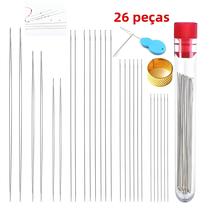 Conjunto De Agulhas De Beading Curvas Big Eye 26 Peças Em Aço Inoxidável Para Fabricação De Joias