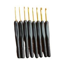 Conjunto De Agulhas De Crochê Artesanais 8 Peças Com Cabo Macio Ergonômico Em Liga De Alumínio Conjunto De Agulhas De Crochê Artesanais 8 Peças Com Cabo Macio Ergonômico Em Liga De Alumínio