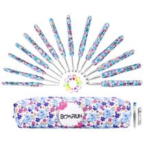 Conjunto de agulhas de crochê BCMRUN, 14 tamanhos 2,25 mm (B) -10 mm (N), agulhas de crochê extra longas, alça ergonômica, ganchos lisos, kit de agulhas de tricô DIY, conjunto de fios de tecelagem de agulhas de tricô, presente de Natal (azul)