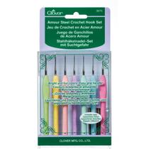 Conjunto de Agulhas de Crochê Clover Amour Aço 7 Peças Conjunto de Agulhas de Crochê Clover Amour Aço 7 Peças