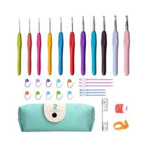 Conjunto De Agulhas De Crochê Coloridas Para Iniciantes Com Cabos Ergonômicos E Kit De Fios
