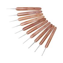 Conjunto De Agulhas De Crochê Com Cabo De Bambu 10 Peças Multi Tamanho Ergonômicas Para Uso
