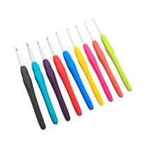 Conjunto De Agulhas De Crochê Com Cabo Macio Arco-Íris 2.0-6.0mm Kit De Agulhas De Tricô De Alumínio