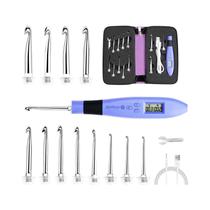 Conjunto De Agulhas De Crochê Para Iniciantes 12 Peças Com Luz LED, Kit Ergonômico De Agulhas De