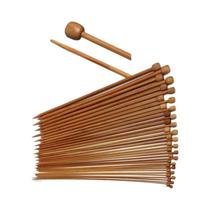 Conjunto De Agulhas Para Tricô 18th, 36 Peças, De Bambu Carbonizado, Ponta Única, Com Contas Para