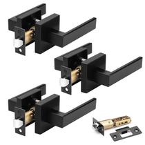 Conjunto de alavancas de porta Probrico Square Black, pacote com 3 unidades