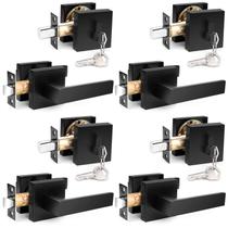 Conjunto de alavancas e fechaduras Probrico Flat Black, pacote com 4