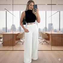 Conjunto de Alfaiataria Feminina Calça pantalona e Blusa Elegante para jantar a noite