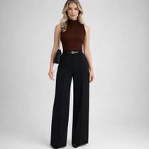 Conjunto de Alfaiataria Feminina Calça pantalona e Blusa Elegante para jantar a noite
